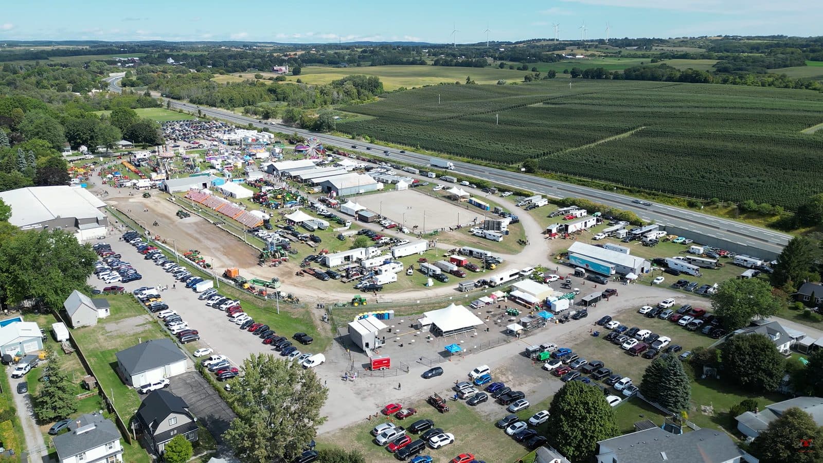 Aerial view of the Orono Fair, running every year since 1852