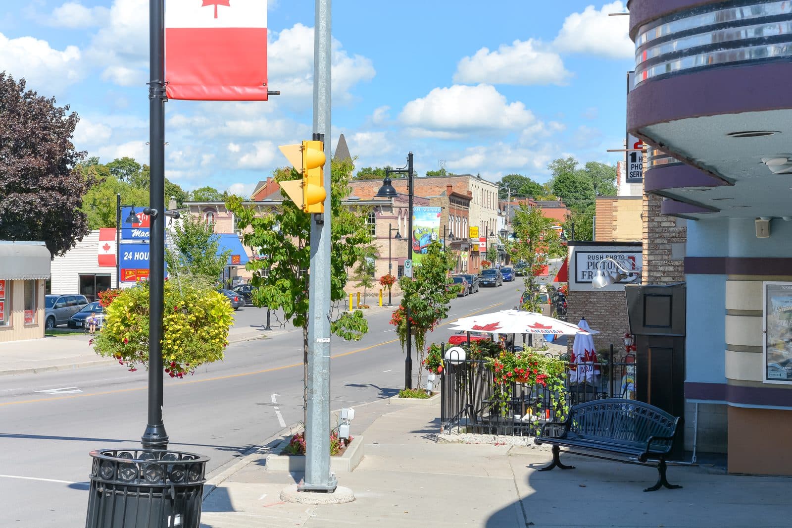Heritage storefronts along Brock Street