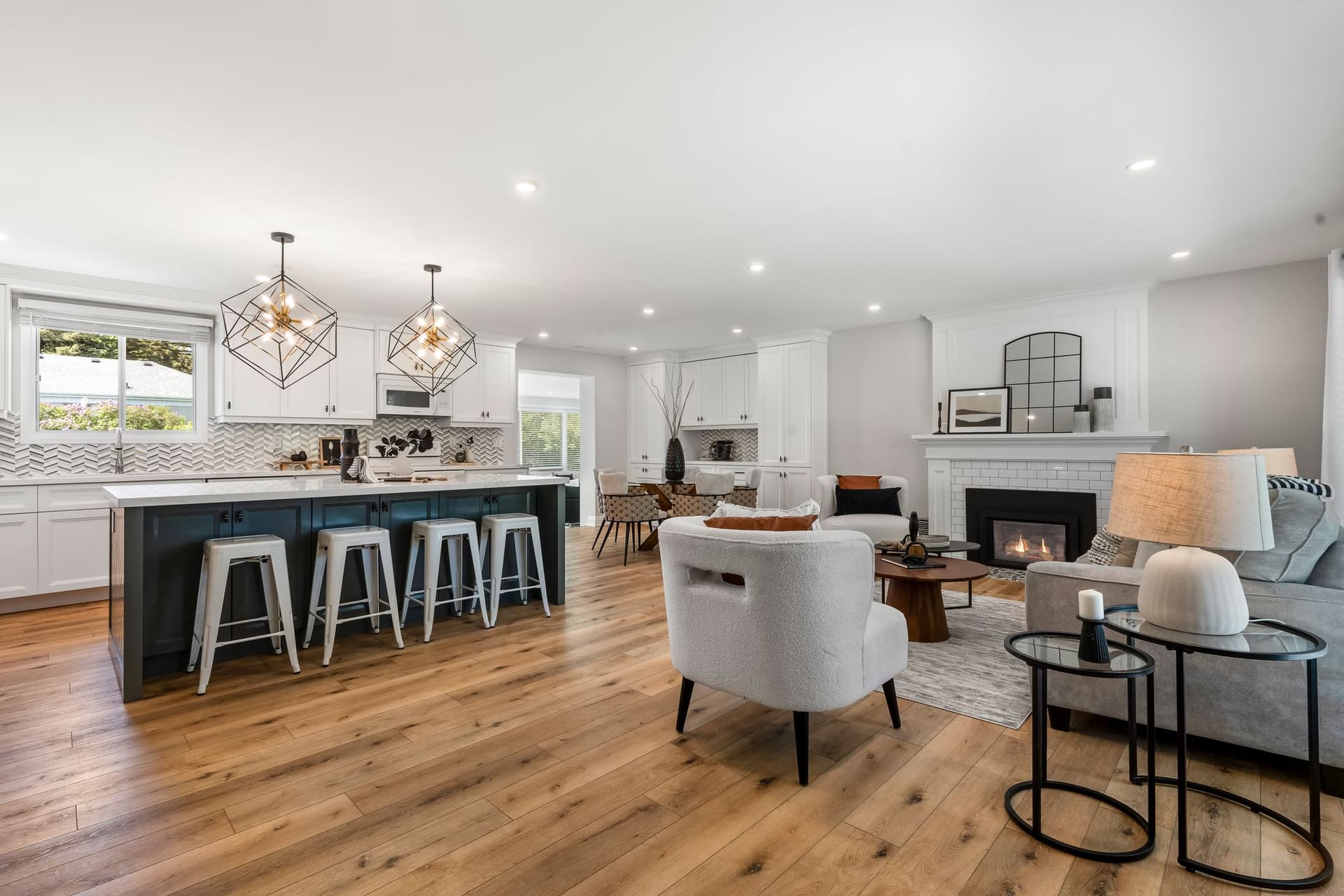 Kitchen and open concept, 132 Winona Ave, Oshawa, after renovation