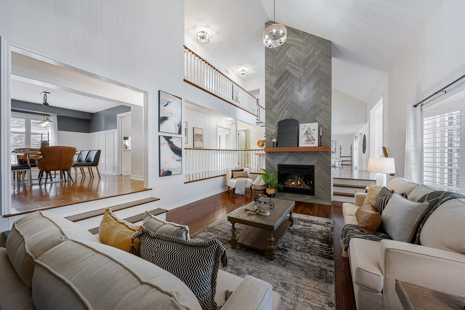 Great room with fireplace, 15 Hockaday Crt, Hampton, after renovation